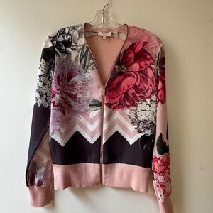 Ted Baker Pakrom Palace Garden Floral Print Zip Cardigan / TB 2/ US 6